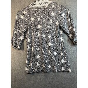 Escapada Womens XL Black Circle Resort Wear Tunic Short 3/4 Flutter Sleeve